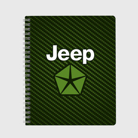 Тетрадь с принтом JEEP Джип в Санкт-Петербурге, 100% бумага | 48 листов, плотность листов — 60 г/м2, плотность картонной обложки — 250 г/м2. Листы скреплены сбоку удобной пружинной спиралью. Уголки страниц и обложки скругленные. Цвет линий — светло-серый
 | Тематика изображения на принте: auto | jeep | logo | moto | symbol | авто | автомобиль | гонки | джип | знак | лого | логотип | логотипы | марка | машина | мото | символ | символы