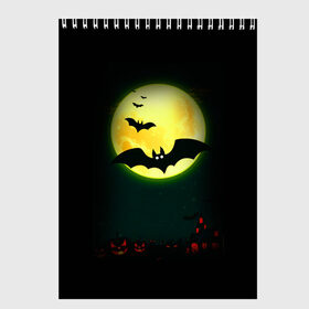 Скетчбук с принтом Halloween в Санкт-Петербурге, 100% бумага
 | 48 листов, плотность листов — 100 г/м2, плотность картонной обложки — 250 г/м2. Листы скреплены сверху удобной пружинной спиралью | halloween | jack | lantern | pumpkin | светильник джека | хэллоуин