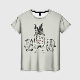 Женская футболка 3D с принтом Пауэрлифтинг в Санкт-Петербурге, 100% полиэфир ( синтетическое хлопкоподобное полотно) | прямой крой, круглый вырез горловины, длина до линии бедер | sport | анаболизм | бодибилдинг | бульдог | зал | здоровье | зож | иллюстрации | качалка | кросфит | мышцы | пауэрлифтинг | прикольные картинки | сила | собака | спорт | становая тяга | тренинг | фитнес