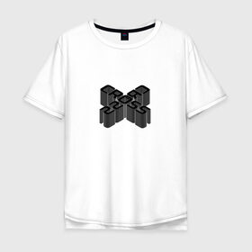 Мужская футболка хлопок Oversize с принтом Cross / Перекрестие в Санкт-Петербурге, 100% хлопок | свободный крой, круглый ворот, “спинка” длиннее передней части | 3d | 3д | black | cross | геометрия | крест | крестик | объём | прикольная надпись | фигура | чёрный
