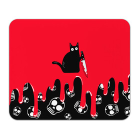 Коврик для мышки прямоугольный с принтом WHAT CAT в Санкт-Петербурге, натуральный каучук | размер 230 х 185 мм; запечатка лицевой стороны | art | black | black cat | cat | dark | dark cat | halloween | what | what cat | what mem | арт | кот | кот арт | кот мем | мем | нож | праздник | прикол | прикольный кот | убица | хэллоуин | чёрный | чёрный кот | что | что мем