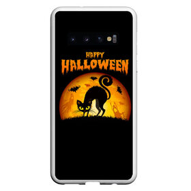 Чехол для Samsung Galaxy S10 с принтом Helloween в Санкт-Петербурге, Силикон | Область печати: задняя сторона чехла, без боковых панелей | Тематика изображения на принте: halloween | ведьма | летучая мышь | полнолуние | привидение | призрак | тыква | хеллоуин | хелуин | хэллоин | хэллоуин | хэлоуин | хэлуин | черный кот