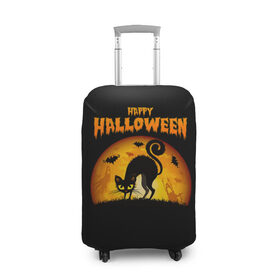 Чехол для чемодана 3D с принтом Helloween в Санкт-Петербурге, 86% полиэфир, 14% спандекс | двустороннее нанесение принта, прорези для ручек и колес | halloween | ведьма | летучая мышь | полнолуние | привидение | призрак | тыква | хеллоуин | хелуин | хэллоин | хэллоуин | хэлоуин | хэлуин | черный кот