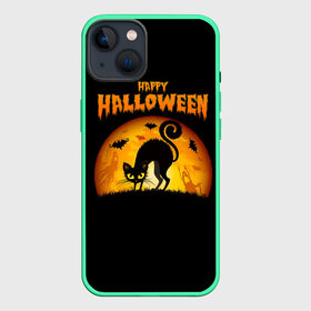 Чехол для iPhone 13 с принтом Helloween в Санкт-Петербурге,  |  | halloween | ведьма | летучая мышь | полнолуние | привидение | призрак | тыква | хеллоуин | хелуин | хэллоин | хэллоуин | хэлоуин | хэлуин | черный кот