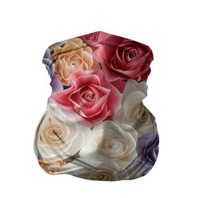 Бандана-труба 3D с принтом Розы в Санкт-Петербурге, 100% полиэстер, ткань с особыми свойствами — Activecool | плотность 150‒180 г/м2; хорошо тянется, но сохраняет форму | бабочка | бабочки | девушкам | милый рисунок | природа | радуга | роза | розы | цветок | цветочек | цветочки | цветы | шипы | шипы и розы