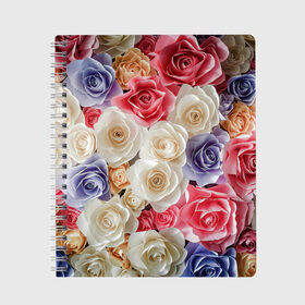 Тетрадь с принтом Розы в Санкт-Петербурге, 100% бумага | 48 листов, плотность листов — 60 г/м2, плотность картонной обложки — 250 г/м2. Листы скреплены сбоку удобной пружинной спиралью. Уголки страниц и обложки скругленные. Цвет линий — светло-серый
 | бабочка | бабочки | девушкам | милый рисунок | природа | радуга | роза | розы | цветок | цветочек | цветочки | цветы | шипы | шипы и розы