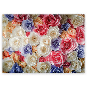 Поздравительная открытка с принтом Розы в Санкт-Петербурге, 100% бумага | плотность бумаги 280 г/м2, матовая, на обратной стороне линовка и место для марки
 | бабочка | бабочки | девушкам | милый рисунок | природа | радуга | роза | розы | цветок | цветочек | цветочки | цветы | шипы | шипы и розы
