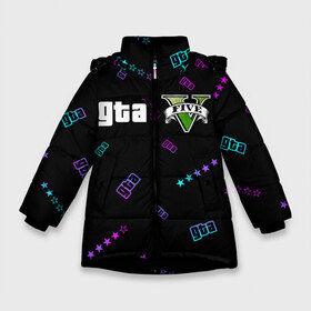 Зимняя куртка для девочек 3D с принтом GTA 5 ГТА 5 в Санкт-Петербурге, ткань верха — 100% полиэстер; подклад — 100% полиэстер, утеплитель — 100% полиэстер. | длина ниже бедра, удлиненная спинка, воротник стойка и отстегивающийся капюшон. Есть боковые карманы с листочкой на кнопках, утяжки по низу изделия и внутренний карман на молнии. 

Предусмотрены светоотражающий принт на спинке, радужный светоотражающий элемент на пуллере молнии и на резинке для утяжки. | 