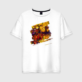 Женская футболка хлопок Oversize с принтом Взрыв цвета в Санкт-Петербурге, 100% хлопок | свободный крой, круглый ворот, спущенный рукав, длина до линии бедер
 | желтый | красный | синий | фиолетовый | чёрный