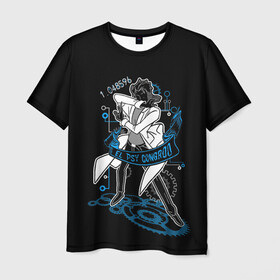 Мужская футболка 3D с принтом Врата Штейна в Санкт-Петербурге, 100% полиэфир | прямой крой, круглый вырез горловины, длина до линии бедер | anime | gate | kurisu | makise | okabe | rintaro | steins | аниме | врата | время | курису | макисе | окабе | ринтаро | сериал | часы | штейна