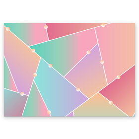 Поздравительная открытка с принтом Нежные цвета геометрии в Санкт-Петербурге, 100% бумага | плотность бумаги 280 г/м2, матовая, на обратной стороне линовка и место для марки
 | геометрический | геометрия | мозаика | нежные | нежный | пастель.пастельный | цвет | цвета