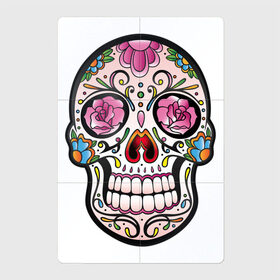 Магнитный плакат 2Х3 с принтом Весёлый череп в Санкт-Петербурге, Полимерный материал с магнитным слоем | 6 деталей размером 9*9 см | арт | белый | вектор | жёлтый | зубы | рисунок | роза | розовый | розы | роспись | синий | цветок | цветы | череп | чёрный
