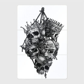 Магнитный плакат 2Х3 с принтом Охотник за королями в Санкт-Петербурге, Полимерный материал с магнитным слоем | 6 деталей размером 9*9 см | арт | белый | вектор | зубы | карандаш | короли. связка черепов | король | корона | короны | рисунок | рисунок карандашом | череп | черепа | чёрный