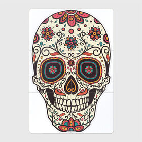 Магнитный плакат 2Х3 с принтом Весёлый череп в Санкт-Петербурге, Полимерный материал с магнитным слоем | 6 деталей размером 9*9 см | арт | белый | вектор | зубы | красный | оранжевый | расписной череп | рисунок | цветы | череп | чёрный