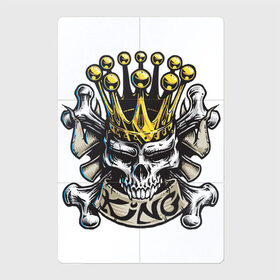 Магнитный плакат 2Х3 с принтом Король в Санкт-Петербурге, Полимерный материал с магнитным слоем | 6 деталей размером 9*9 см | арт | белый | вектор | жёлтый | золотой | зубы | король | корона | кости | пират | рисунок | череп | чёрный