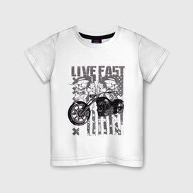 Детская футболка хлопок с принтом Жить быстро в Санкт-Петербурге, 100% хлопок | круглый вырез горловины, полуприлегающий силуэт, длина до линии бедер | американский чёпер | байкеры. | мотоциклы | флаг сша | черепа с мотоциклом