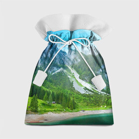 Подарочный 3D мешок с принтом Альпийские горы в Санкт-Петербурге, 100% полиэстер | Размер: 29*39 см | Тематика изображения на принте: альпийские горы | альпы | гора | горы | озеро