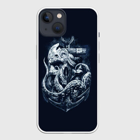 Чехол для iPhone 13 с принтом Кракен в Санкт-Петербурге,  |  | брутальная | веселый роджер | вода | корсар | кость | кракен | мертвец | море | мрачная | океан | осьминог | пират | темная | ужас | утопленник | череп | щупальца | якорь