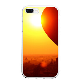 Чехол для iPhone 7Plus/8 Plus матовый с принтом Город в пустыне в Санкт-Петербурге, Силикон | Область печати: задняя сторона чехла, без боковых панелей | Тематика изображения на принте: закат | оранжевый | пустыня | солнце