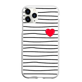 Чехол для iPhone 11 Pro Max матовый с принтом Полоски с сердцем в Санкт-Петербурге, Силикон |  | любовь | милый | модный | полоски | розовый | семья | сердце | чёрный