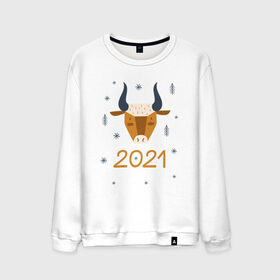 Мужской свитшот хлопок с принтом год быка 2021 в Санкт-Петербурге, 100% хлопок |  | Тематика изображения на принте: 2021 | бык | год быка | год коровы | новый год | символ года