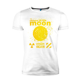 Мужская футболка хлопок Slim с принтом moon возвращение в Санкт-Петербурге, 92% хлопок, 8% лайкра | приталенный силуэт, круглый вырез ворота, длина до линии бедра, короткий рукав | вакуум | возвращение | космос | луна | на луну | опасный