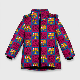 Зимняя куртка для девочек 3D с принтом FC BARCELONA в Санкт-Петербурге, ткань верха — 100% полиэстер; подклад — 100% полиэстер, утеплитель — 100% полиэстер. | длина ниже бедра, удлиненная спинка, воротник стойка и отстегивающийся капюшон. Есть боковые карманы с листочкой на кнопках, утяжки по низу изделия и внутренний карман на молнии. 

Предусмотрены светоотражающий принт на спинке, радужный светоотражающий элемент на пуллере молнии и на резинке для утяжки. | barselona fc | fifa | lionel messi. | барса | барселона | лионель месси | фифа | фк барселона | футбол