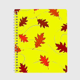 Тетрадь с принтом Autumnal в Санкт-Петербурге, 100% бумага | 48 листов, плотность листов — 60 г/м2, плотность картонной обложки — 250 г/м2. Листы скреплены сбоку удобной пружинной спиралью. Уголки страниц и обложки скругленные. Цвет линий — светло-серый
 | abstraction | autumn | autumnal | colorful | fallen | leaves | patterns | texture | yellow | абстракция | желтый | листья | опавший | осенний | осень | разноцветный | текстура | узоры