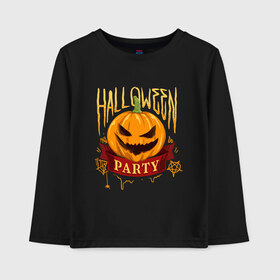 Детский лонгслив хлопок с принтом HALLOWEEN PARTY в Санкт-Петербурге, 100% хлопок | круглый вырез горловины, полуприлегающий силуэт, длина до линии бедер | halloween | party | вечеринка | ночь | тыква | ужас | хэллоуин | хэлоуин