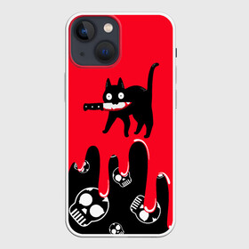 Чехол для iPhone 13 mini с принтом WHAT CAT в Санкт-Петербурге,  |  | art | black | black cat | cat | dark | dark cat | halloween | what | what cat | what mem | арт | кот | кот арт | кот мем | мем | нож | праздник | прикол | прикольный кот | убица | хэллоуин | чёрный | чёрный кот | что | что мем