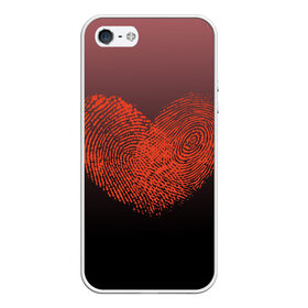 Чехол для iPhone 5/5S матовый с принтом Сердце из отпечатков пальцев в Санкт-Петербурге, Силикон | Область печати: задняя сторона чехла, без боковых панелей | влюбленные | вместе | градиент | линии судьбы | любовь | он и она | отпечатки пальцев | пальчики | признание | сердце | следы