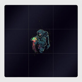 Магнитный плакат 3Х3 с принтом Космонавт в Санкт-Петербурге, Полимерный материал с магнитным слоем | 9 деталей размером 9*9 см | арт | астронавт | звезда | звёзды | инопланетная жизнь | инопланетянин | космонавт | космос | медуза | ночь | рисунок | скафандр