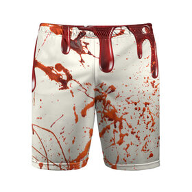 Мужские шорты спортивные с принтом Стекающая кровь в Санкт-Петербурге,  |  | Тематика изображения на принте: 2020 | blood | halloween | капли | кровавый | кровь | пятна | следы | стекающая | хэллоуин | хэлоуин