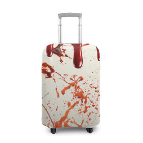 Чехол для чемодана 3D с принтом Стекающая кровь в Санкт-Петербурге, 86% полиэфир, 14% спандекс | двустороннее нанесение принта, прорези для ручек и колес | 2020 | blood | halloween | капли | кровавый | кровь | пятна | следы | стекающая | хэллоуин | хэлоуин