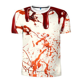Мужская футболка 3D спортивная с принтом Стекающая кровь в Санкт-Петербурге, 100% полиэстер с улучшенными характеристиками | приталенный силуэт, круглая горловина, широкие плечи, сужается к линии бедра | 2020 | blood | halloween | капли | кровавый | кровь | пятна | следы | стекающая | хэллоуин | хэлоуин