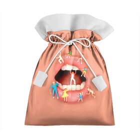 Подарочный 3D мешок с принтом LIPS PARTY в Санкт-Петербурге, 100% полиэстер | Размер: 29*39 см | Тематика изображения на принте: dolls | girl | lips | mouth | party | small | вечеринка | губы | девушка | куклы | маленький | рот | человечки