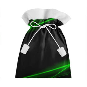 Подарочный 3D мешок с принтом Неоновые лучи в Санкт-Петербурге, 100% полиэстер | Размер: 29*39 см | Тематика изображения на принте: зеленые линии | зеленые лучи | зеленый луч | линии | луч | неон | неоновые лучи