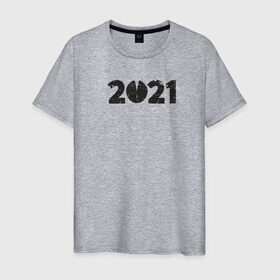 Мужская футболка хлопок с принтом 2021 в Санкт-Петербурге, 100% хлопок | прямой крой, круглый вырез горловины, длина до линии бедер, слегка спущенное плечо. | 2021 | бык | год быка | год коровы | новый год | символ года