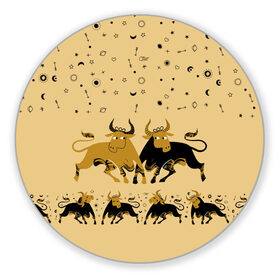Коврик для мышки круглый с принтом год быка в Санкт-Петербурге, резина и полиэстер | круглая форма, изображение наносится на всю лицевую часть | 2021 | бык | год быка | год коровы | новый год | символ года