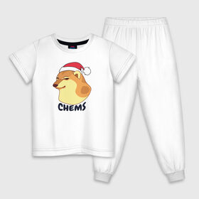 Детская пижама хлопок с принтом Новогодний Чимс в Санкт-Петербурге, 100% хлопок |  брюки и футболка прямого кроя, без карманов, на брюках мягкая резинка на поясе и по низу штанин
 | chemps | chems | doge | dogo | дог | доге | доке и чимс | чимс | чимс доге