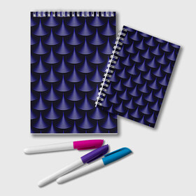 Блокнот с принтом Scales в Санкт-Петербурге, 100% бумага | 48 листов, плотность листов — 60 г/м2, плотность картонной обложки — 250 г/м2. Листы скреплены удобной пружинной спиралью. Цвет линий — светло-серый
 | abstraction | illusion | pattern | purple | scales | shapes | shimmer | texture | waves | абстракция | волны | иллюзия | паттерн | переливаеться | текстура | фиолетовый | формы | чешуя