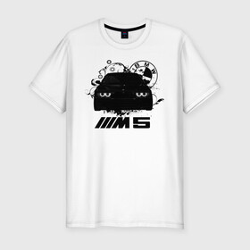Мужская футболка хлопок Slim с принтом BMW M5 E39 в Санкт-Петербурге, 92% хлопок, 8% лайкра | приталенный силуэт, круглый вырез ворота, длина до линии бедра, короткий рукав | bmw | bmw5series | bmwe39 | m5 | mperformance | mpower