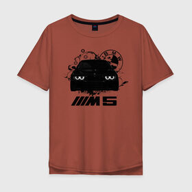 Мужская футболка хлопок Oversize с принтом BMW M5 E39 в Санкт-Петербурге, 100% хлопок | свободный крой, круглый ворот, “спинка” длиннее передней части | Тематика изображения на принте: bmw | bmw5series | bmwe39 | m5 | mperformance | mpower
