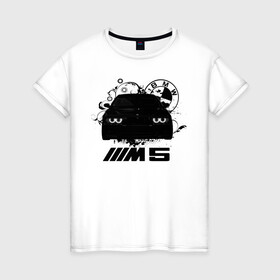 Женская футболка хлопок с принтом BMW M5 E39 в Санкт-Петербурге, 100% хлопок | прямой крой, круглый вырез горловины, длина до линии бедер, слегка спущенное плечо | Тематика изображения на принте: bmw | bmw5series | bmwe39 | m5 | mperformance | mpower