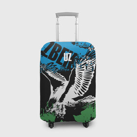 Чехол для чемодана 3D с принтом Узбекистан в Санкт-Петербурге, 86% полиэфир, 14% спандекс | двустороннее нанесение принта, прорези для ручек и колес | eagle | flag | raster | republic | uzbekistan | орел | растр | республика | узбекистан | флаг