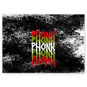 Поздравительная открытка с принтом PHONK в Санкт-Петербурге, 100% бумага | плотность бумаги 280 г/м2, матовая, на обратной стороне линовка и место для марки
 | drift | memphis | music | phonk | phonk drift | phonk drift music | phonk edition | phonk mix | phonk music | phonk radio | phonk remix | trap | музыка для дрифта | пхонк | фонк | фонк дрифт | фонк рэп