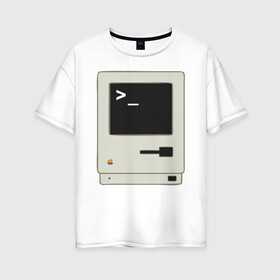Женская футболка хлопок Oversize с принтом Фанат Мака в Санкт-Петербурге, 100% хлопок | свободный крой, круглый ворот, спущенный рукав, длина до линии бедер
 | apple | mac | pc | компьютер | компьютеры | мак | технологии | эпл | яблоко
