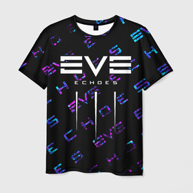 Мужская футболка 3D с принтом EVE ECHOES / ИВ ЭХО в Санкт-Петербурге, 100% полиэфир | прямой крой, круглый вырез горловины, длина до линии бедер | echo | echoes | eve | game | games | logo | online | space | ев онлайн | ев эхо | еве | ив онлайн | ив эхо | игра | игры | космос | лого | логотип | логотипы | онлайн | символ | символы | эхо | эхос