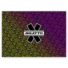 Поздравительная открытка с принтом НИЛЕТТО / Niletto в Санкт-Петербурге, 100% бумага | плотность бумаги 280 г/м2, матовая, на обратной стороне линовка и место для марки
 | hip | hop | logo | music | nileto | niletto | rap | знак | лого | логотип | логотипы | любимка | музыка | музыкант | нилето | нилетто | рэп | символ | символы | хип | хоп