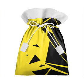 Подарочный 3D мешок с принтом Осколки в Санкт-Петербурге, 100% полиэстер | Размер: 29*39 см | абстракция | геометрия | два цвета | желтое | желтый | куски | кусочки | минимализм | осколки | разрешение | ромб | треугольник | фигуры | черный